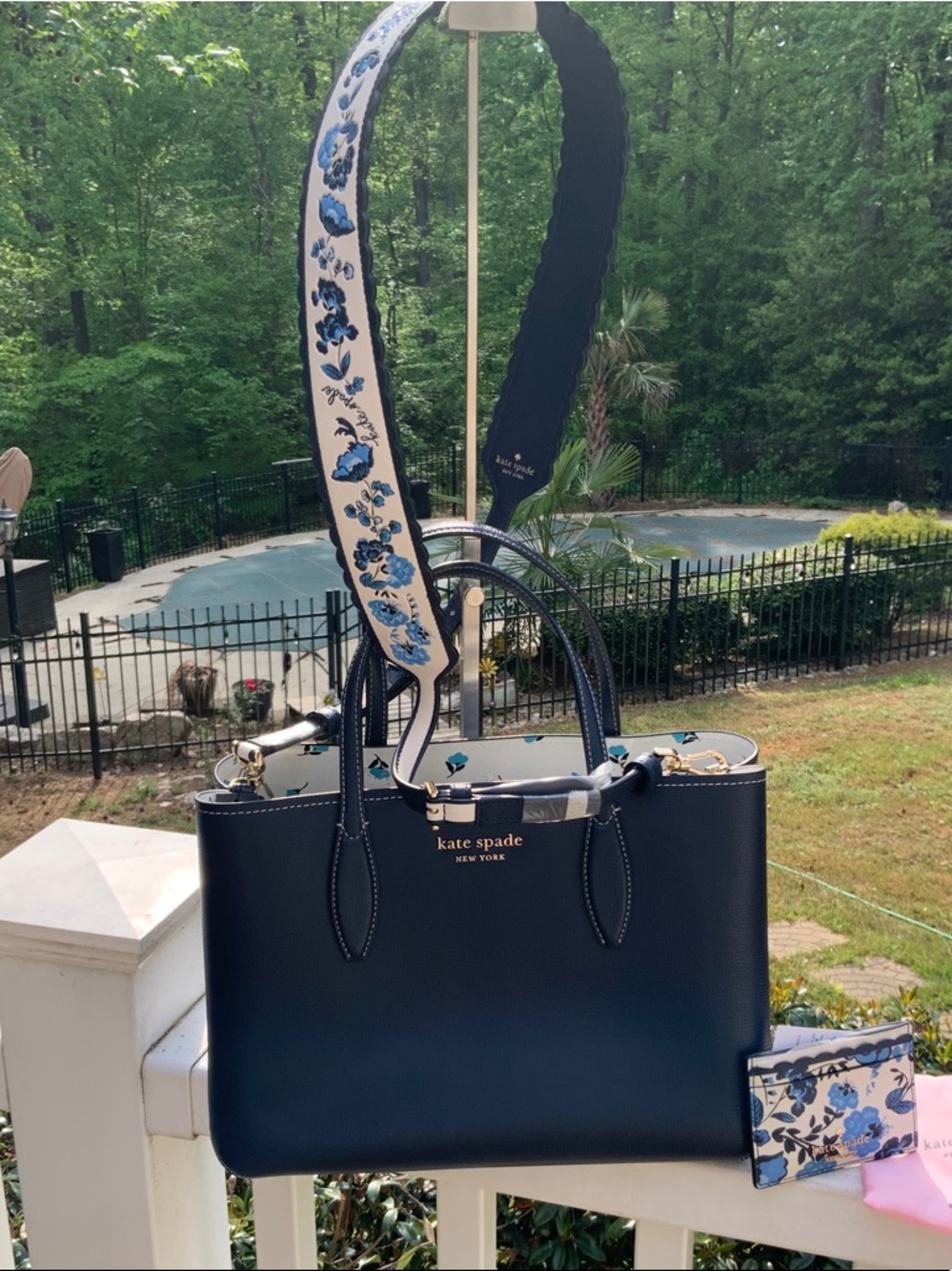 Kate Spade 4pcs TOP HANDLE NAVY TOTE, POUCH, CROSSBODY STRAP, CARD CASE NWT